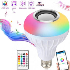 Smart Led Light Bulb With Built - in Bluetooth Speaker + Remote - Mall Mega