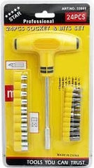 T - bar Screwdriver Socket And Bits - Set of 24 Pcs - Mall Mega