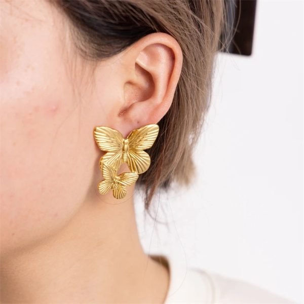 1 Pair Gold Butterfly Earrings - Mall Mega