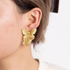 1 Pair Gold Butterfly Earrings - Mall Mega