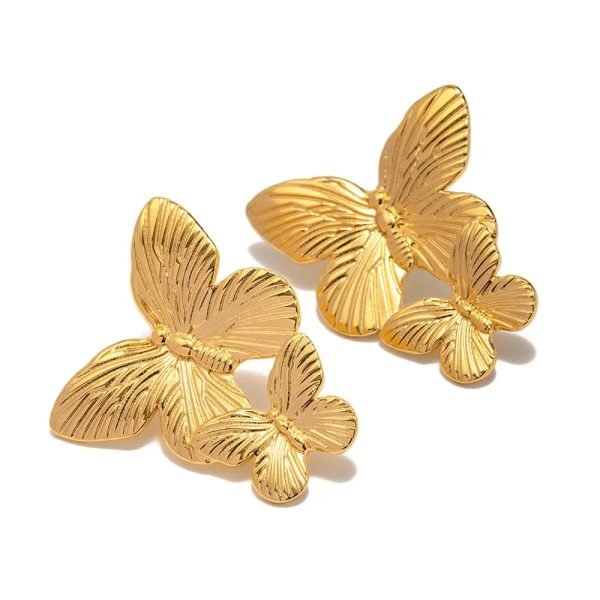 1 Pair Gold Butterfly Earrings - Mall Mega