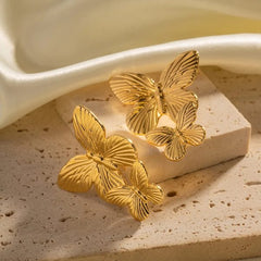 1 Pair Gold Butterfly Earrings - Mall Mega