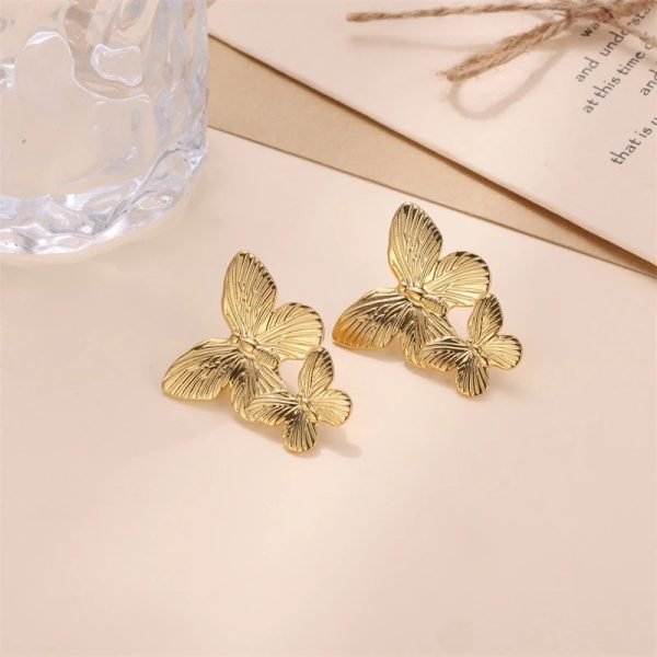 1 Pair Gold Butterfly Earrings - Mall Mega