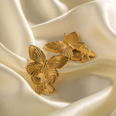 1 Pair Gold Butterfly Earrings - Mall Mega