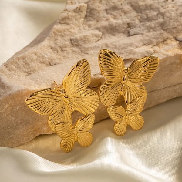 1 Pair Gold Butterfly Earrings - Mall Mega