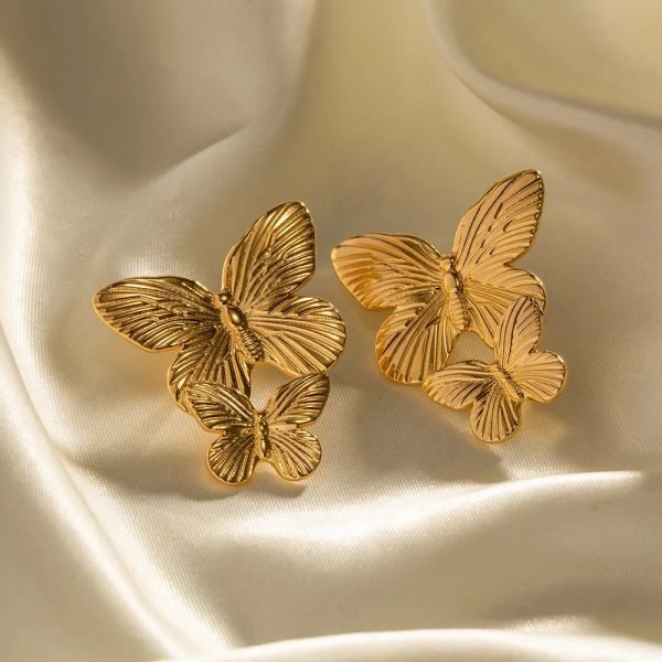 1 Pair Gold Butterfly Earrings - Mall Mega