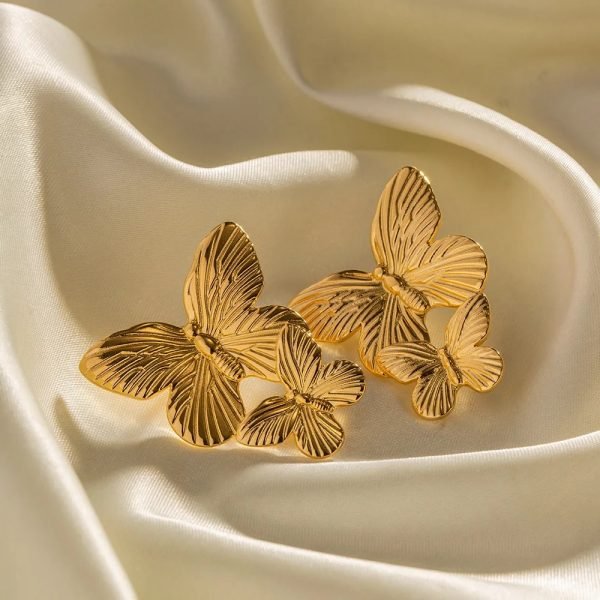1 Pair Gold Butterfly Earrings - Mall Mega