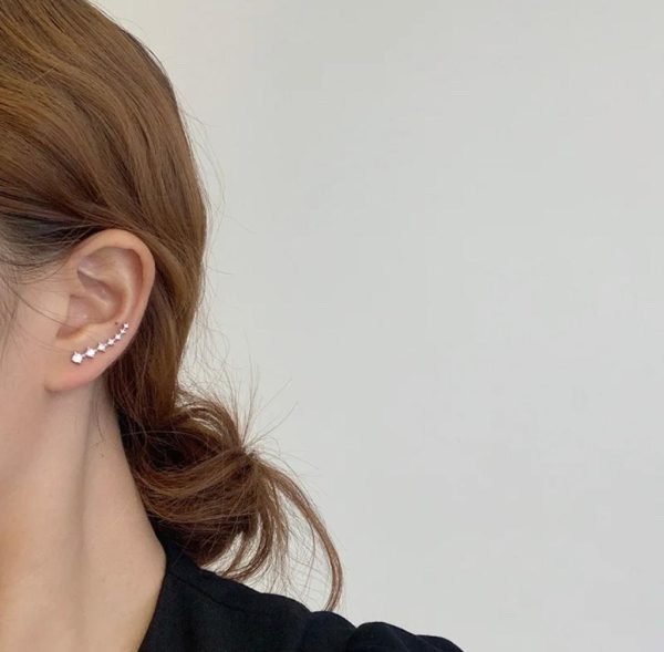 1 Pc’s 7 Crystals Ear Cuffs Vines Climbers Wrap Pierced Pins Hook Earrings - Mall Mega