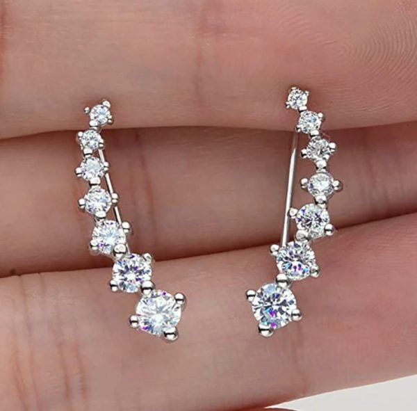 1 Pc’s 7 Crystals Ear Cuffs Vines Climbers Wrap Pierced Pins Hook Earrings - Mall Mega