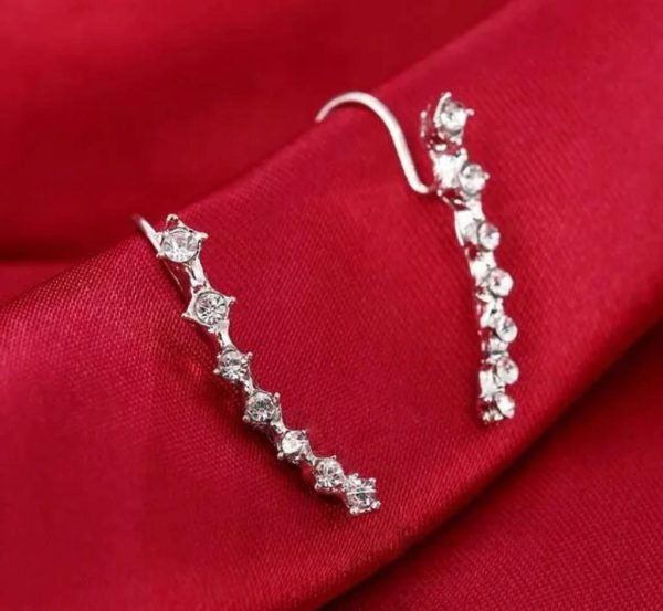 1 Pc’s 7 Crystals Ear Cuffs Vines Climbers Wrap Pierced Pins Hook Earrings - Mall Mega