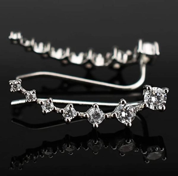 1 Pc’s 7 Crystals Ear Cuffs Vines Climbers Wrap Pierced Pins Hook Earrings - Mall Mega