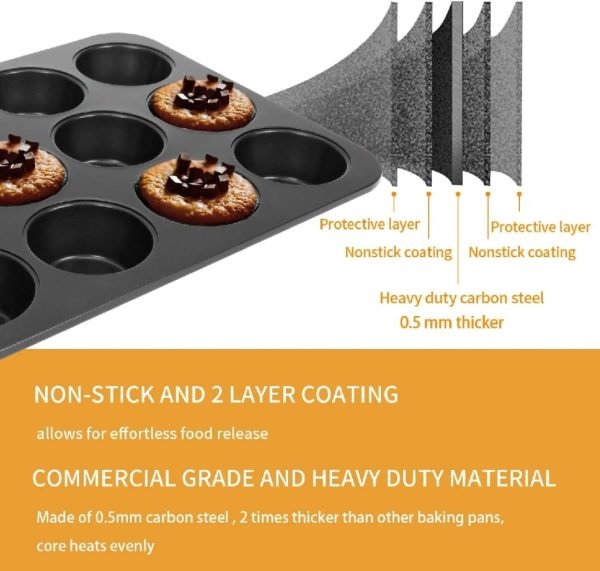 6 - cup Muffin Pan Non - stick Carbon Steel Cupcake Baking Tray - Mall Mega