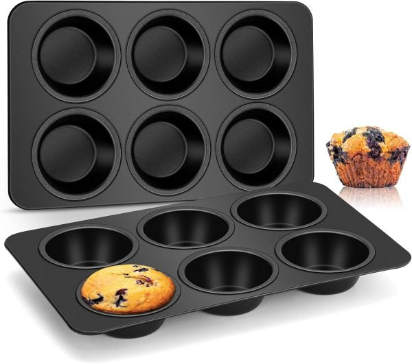 6 - cup Muffin Pan Non - stick Carbon Steel Cupcake Baking Tray - Mall Mega