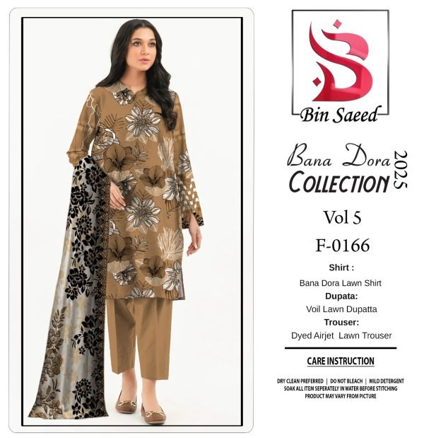 Binsaeed Bana Dora 3piece Unstitched Suit Summaer Lawn Collection MM5 - Mall Mega