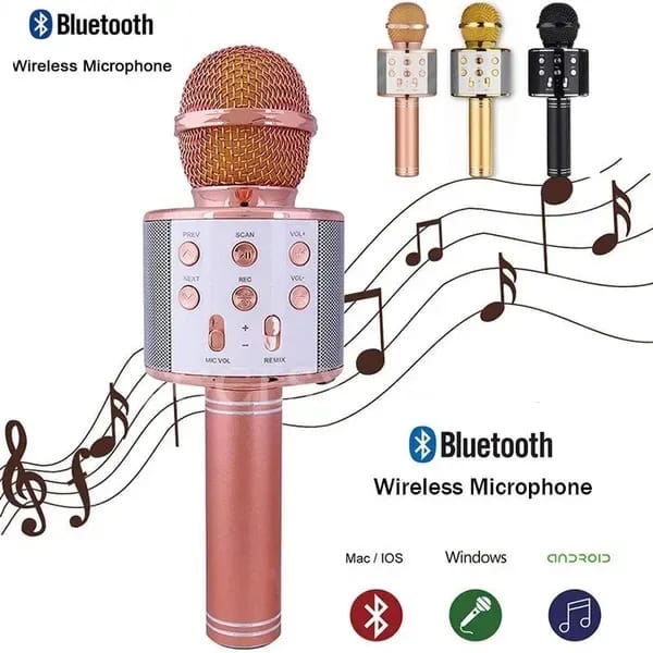 Bluetooth Microphone Karaoke Wireless Professional MIC & Speaker Ws - 858 - Mall Mega