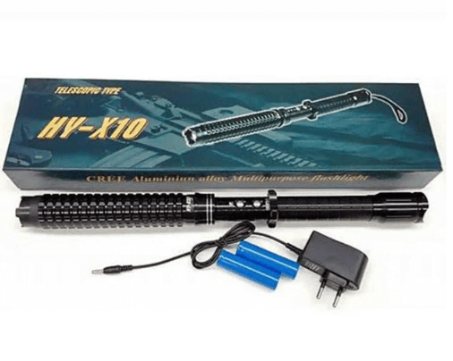 HY - X10 Telescopic Alluminium Shock Baton and CREE Torch - Mall Mega