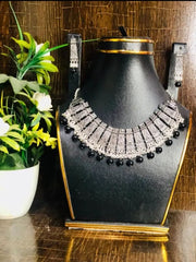 Latest Style And Cultural Jewelry Black Pearl Beautiful Silver Choker With Drop Earrings For All Ages Women - Mall Mega