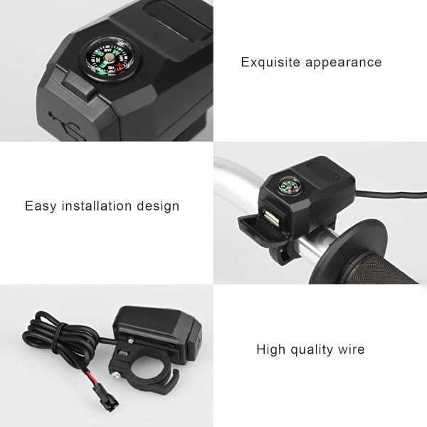 Motorcycle Usb Charger With Compass - Mall Mega