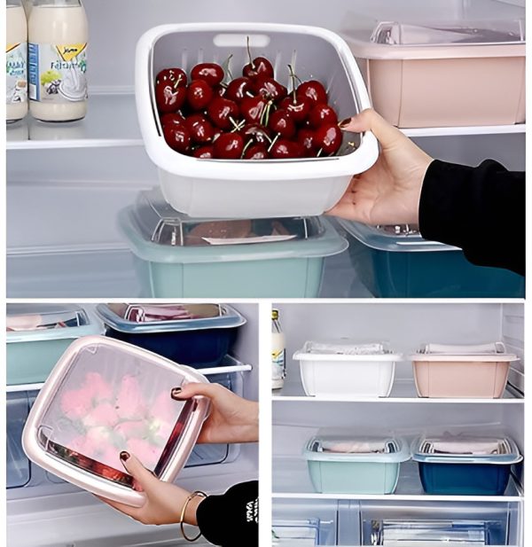 Multi - function Double - layer Draining Storage Basket With Lid - Mall Mega