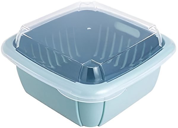 Multi - function Double - layer Draining Storage Basket With Lid - Mall Mega