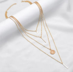 Multi Layer Chain For Women Gold Choker Necklace Bar Disc Long Choker Party Prom Festival Gold Jewelry For Women And Girls - Mall Mega