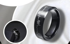 Pack Of 2 Unique Heartbeat Design Charm Ring Steenles Steel Band Rings For Unisex - Mall Mega
