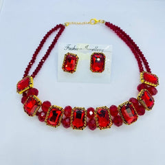 Premium Quality Stones Choker Necklace With Earrings Set - Mall Mega