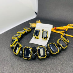 Premium Quality Stones Choker Necklace With Earrings Set - Mall Mega