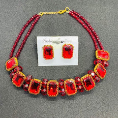 Premium Quality Stones Choker Necklace With Earrings Set - Mall Mega