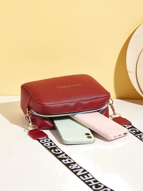 Pu Leather Wide Strap Crossbody Bag - Mall Mega