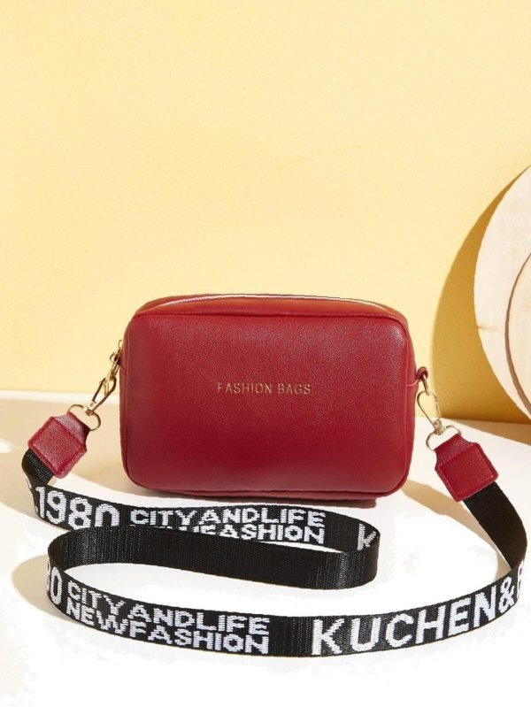 Pu Leather Wide Strap Crossbody Bag - Mall Mega