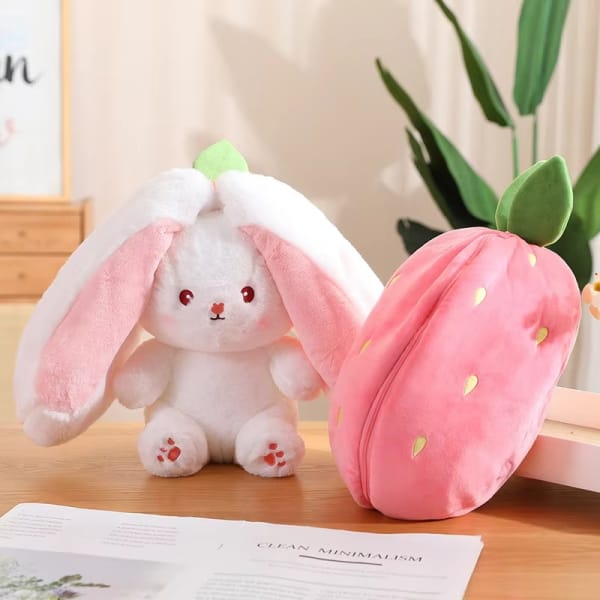 Rabbit New Creative Strawberry Rabbit Plush Soft Doll Hug Pillow - Mall Mega