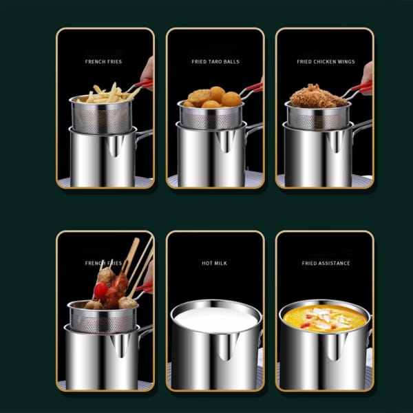 Stainless Steel Deep Fryer Pot With Strainer - Mall Mega