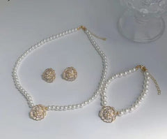 Elegant Flower Design Pearl Stone Set - Mall Mega