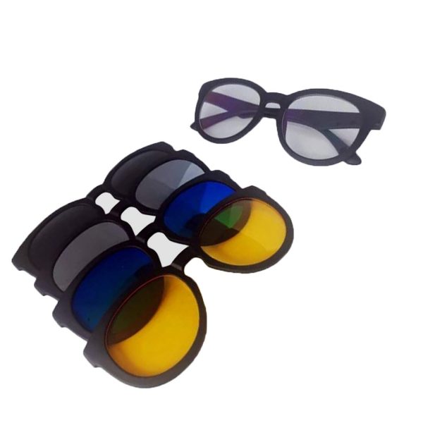5 in 1 Magic Vision Stylish Sunglass With Quick-change Magnet Lenses - 5 Different Colors - Mall Mega