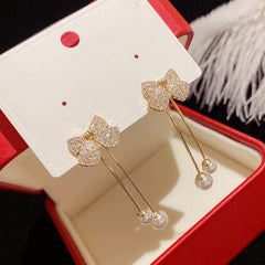 Elegant Bow Style Zircon Earings - Mall Mega