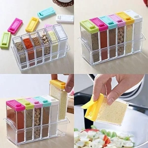 Set of 6 Spice Jars Dispenser