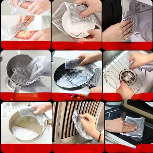 Combo Deal Disposable Food Cover Plastic Wrap 100 Pcs + 2 Pcs Dishwashing Rug - Mall Mega