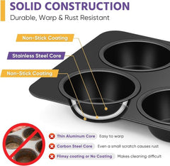 6-cup Muffin Pan Non-stick Carbon Steel Cupcake Baking Tray