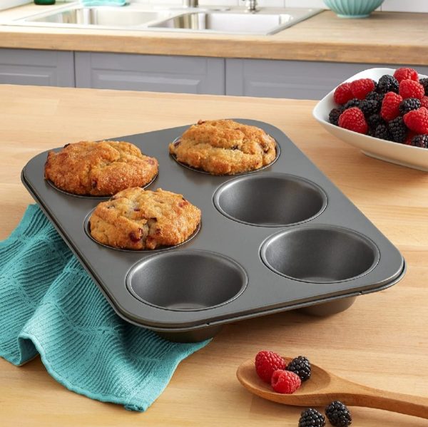 6-cup Muffin Pan Non-stick Carbon Steel Cupcake Baking Tray