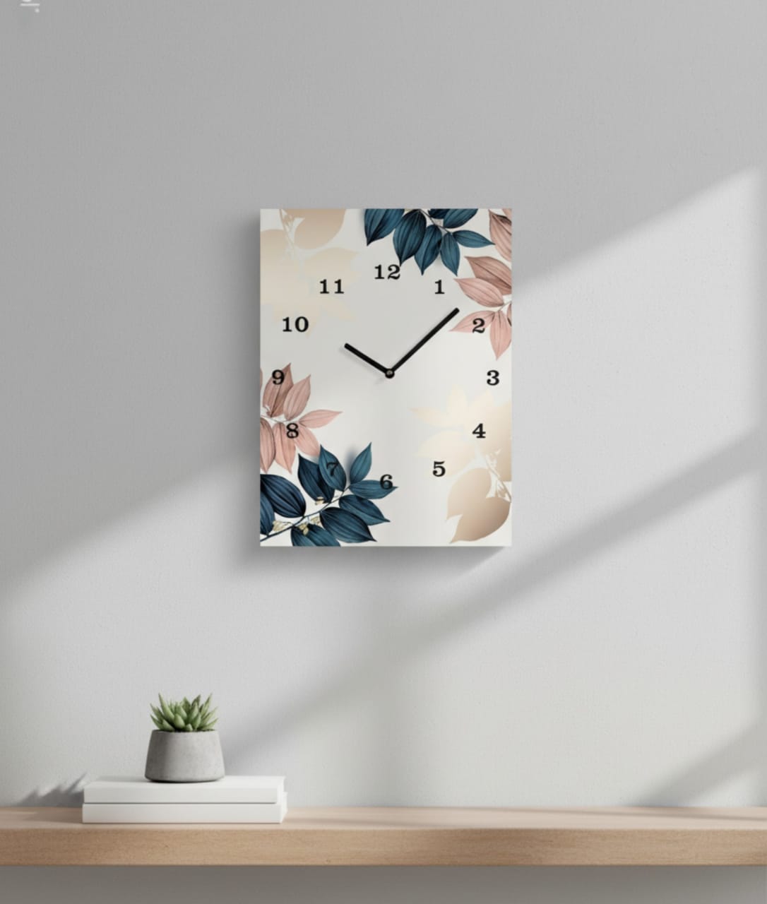 Floral Printed Wooden Wall Clock – 12x16 Inch