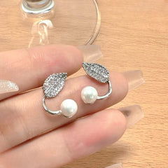 Beautiful Korean Leaf Pearl Earings