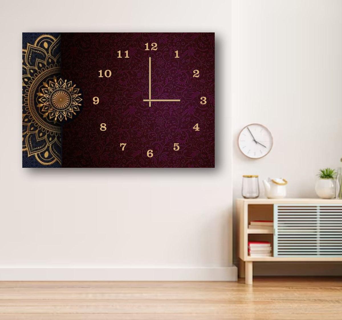 Mandala Design Wooden Wall Clock – 12x16 Inch