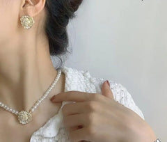 Elegant Flower Design Pearl Stone Set - Mall Mega