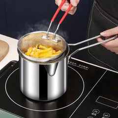 Stainless Steel Deep Fryer Pot With Strainer - Mall Mega
