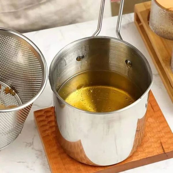 Stainless Steel Deep Fryer Pot With Strainer - Mall Mega