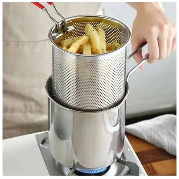 Stainless Steel Deep Fryer Pot With Strainer - Mall Mega