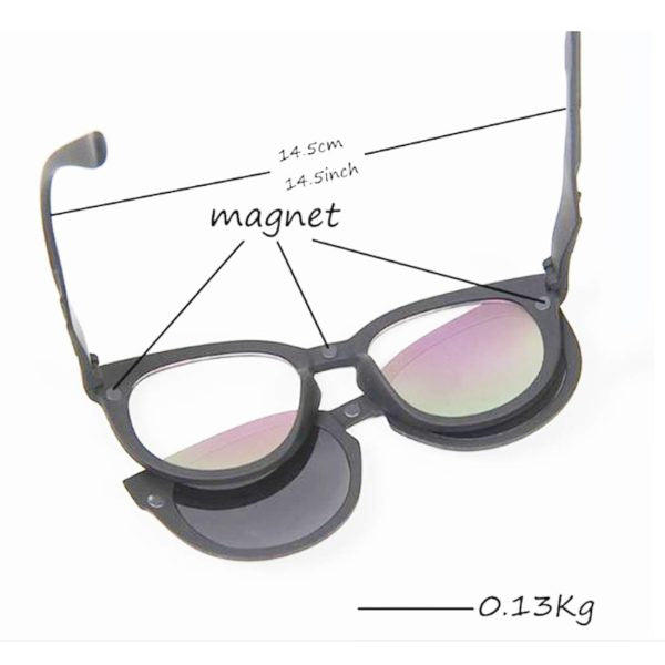 5 in 1 Magic Vision Stylish Sunglass With Quick-change Magnet Lenses - 5 Different Colors - Mall Mega