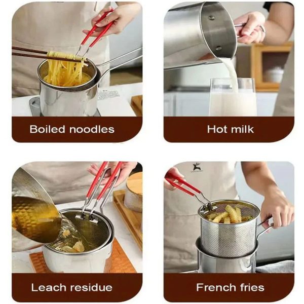 Stainless Steel Deep Fryer Pot With Strainer - Mall Mega