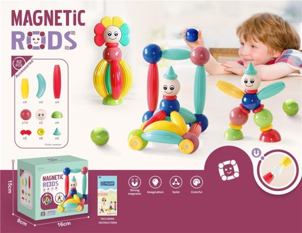 52 Pieces Magnetic Stick Building Blocks - Mall Mega